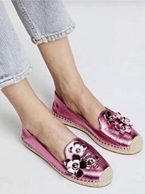 {Marc Jacobs} Daisy Pink Metallic Leather Espadrilles